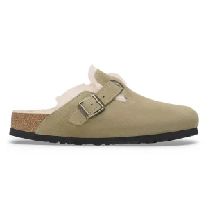 Sabot Birkenstock Boston fourrure taupe