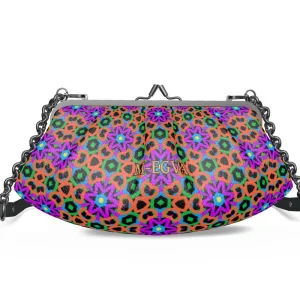 Sac cadre plissé métal cuir - Flowers