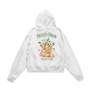 SWEAT-SHIRT CAPUCHE | "PATATE DE FORAIN" - BLANC