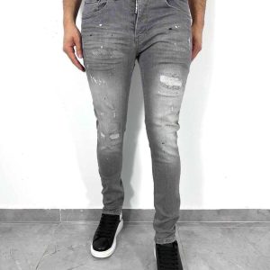Pantalon Jean Slim Gris Clair