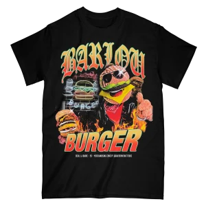 T-SHIRT MANCHES COURTES | "BARLOU BURGER" - NOIR