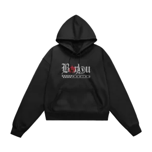 SWEAT-SHIRT CAPUCHE | "BARLOU RACING" - NOIR